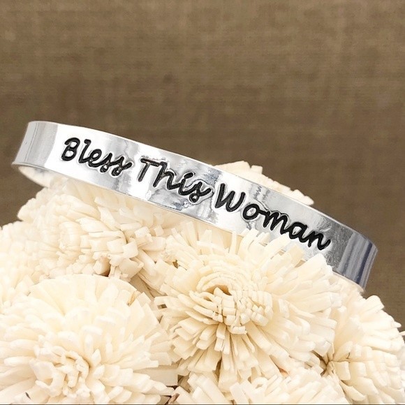 🌼 Bless This Woman Thin Cuff Bracelet - Picture 1 of 3